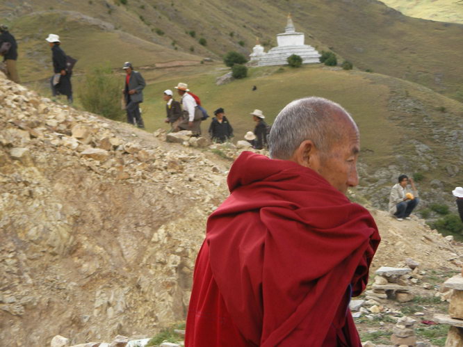 Monk at the Drak Yerpa tsechu festival.